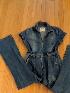 Denim Zip-Front Women’s Overalls - Blue